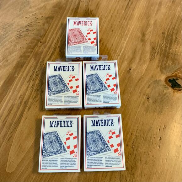 Maverick Poker Size Playing Cards Blue Red Lot of 5 New Sealed - Picture 4 of 7